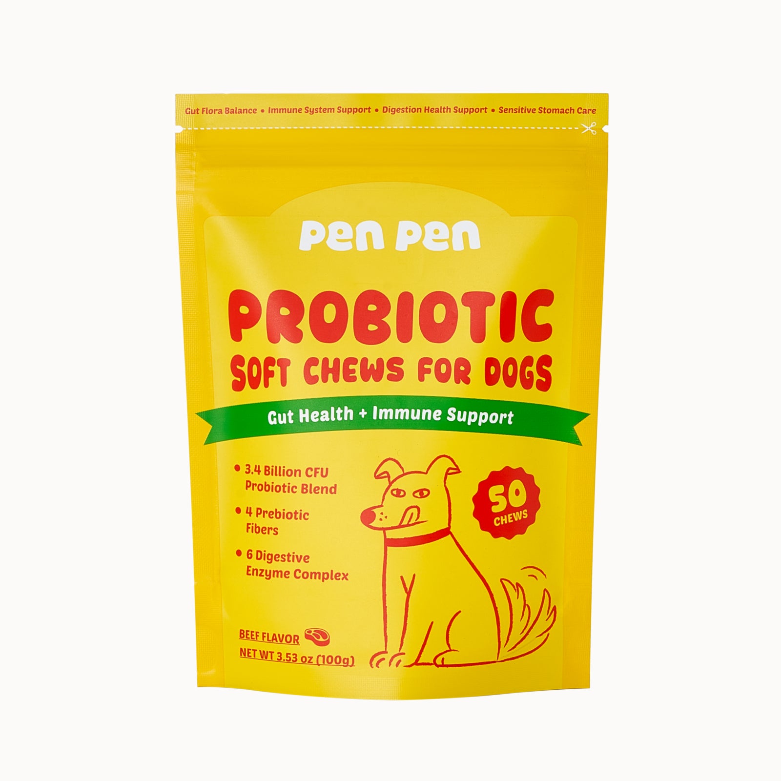Gut Health + Immune Support Probiotic Soft Chews for Dogs – Beef Flavor