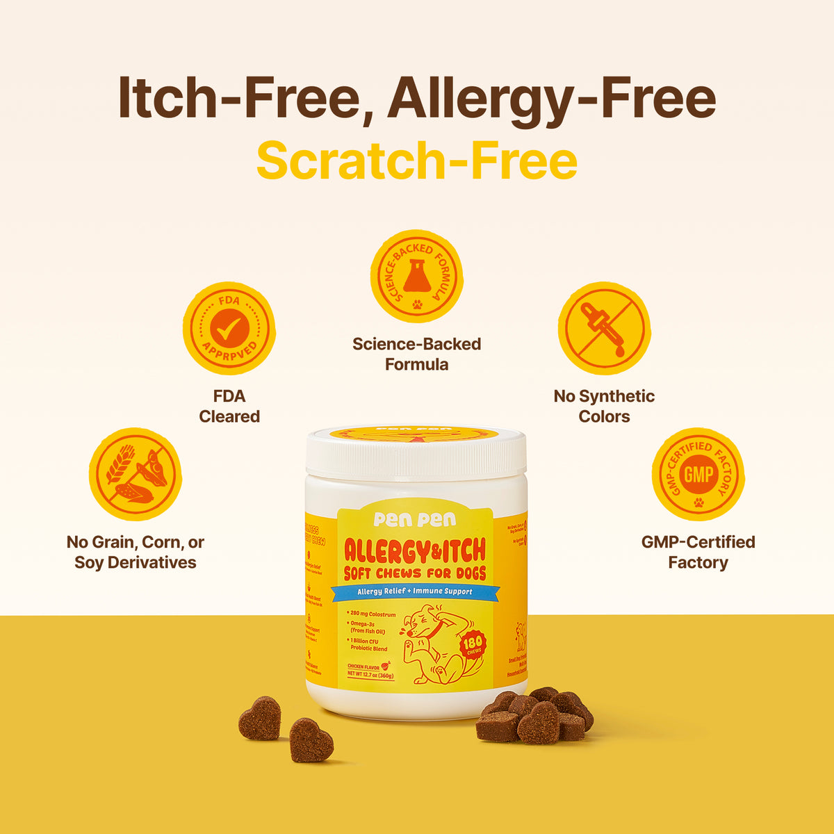 Allergy Relief + Immune Support Soft Chews for Dogs – Peanut Flavor