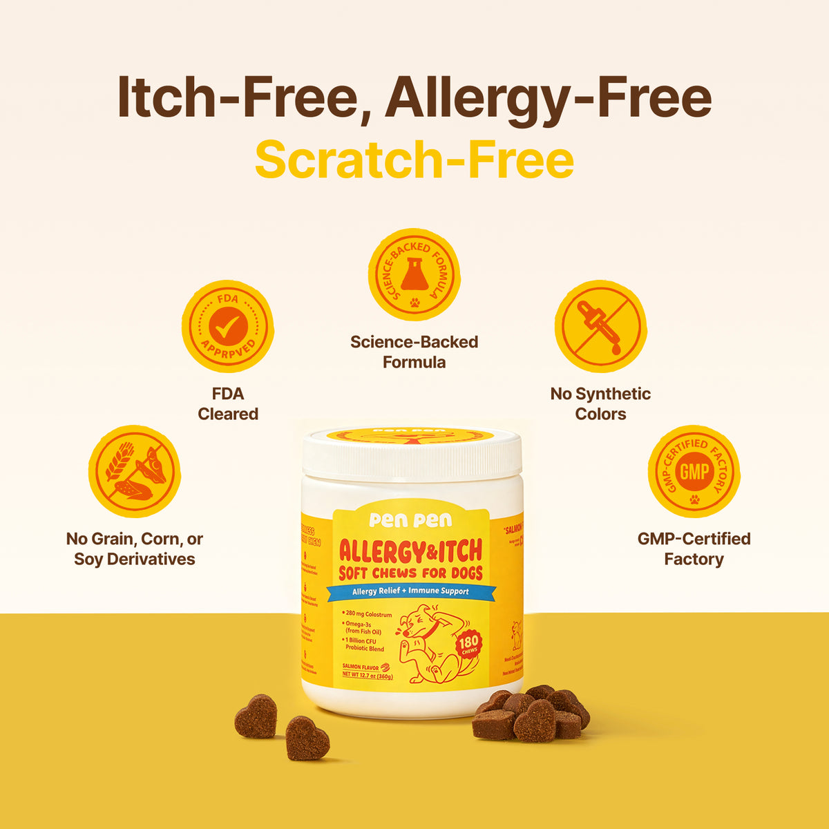 Allergy Relief + Immune Support Soft Chews for Dogs – Peanut Flavor